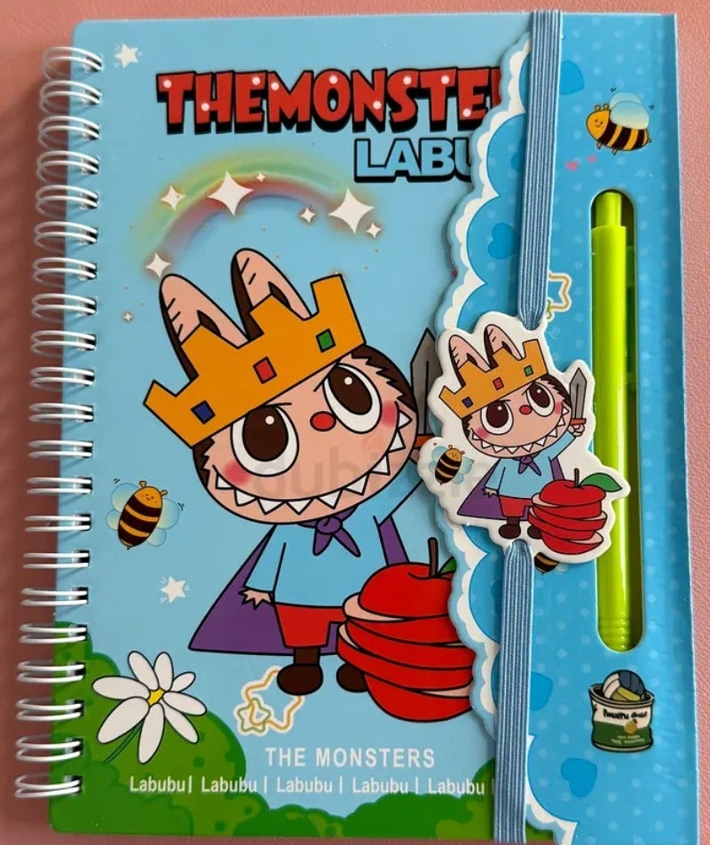 Labubu Cartoon Spiral Notebook Set with Pen & Elastic Band - Image 4